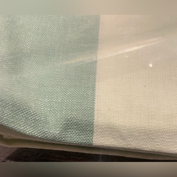 Nantucket Home Tab Top Curtain One Panel 44” W x 84” L Green Beige Stripe Flower - Picture 3 of 4